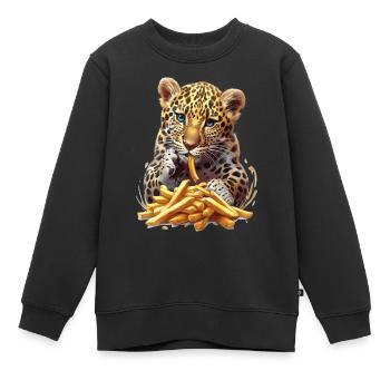 Leopard - Kinder Premium Organic Sweatshirt - Schwarz - Vorne - AI Model Kid Female (0cm)