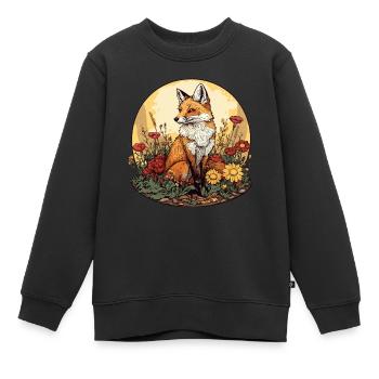 Cottagecore Fuchs mit Blumen - Kinder Premium Organic Sweatshirt - Schwarz - Vorne - AI Model Kid Female (0cm)