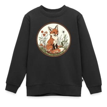 Cottagecore Fuchs mit Blumen - Kinder Premium Organic Sweatshirt - Schwarz - Vorne - AI Model Kid Female (0cm)
