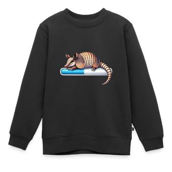 Mode veille Armadillo plus humoristique - Sweat Premium enfant bio - noir - Devant - AI Model Kid Female (0cm)