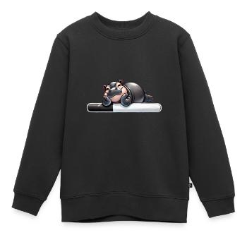 Hippopotame paresseux Barre de chargement Humour - Sweat Premium enfant bio - noir - Devant - AI Model Kid Female (0cm)
