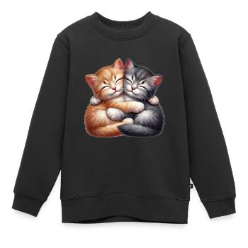 Deux chatons câlins dans une étreinte affectueuse - Sweat Premium enfant bio - noir - Devant - AI Model Kid Female (0cm)