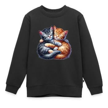 Zwei Kuschelnde Kätzchen in Liebevoller Umarmung - Kinder Premium Organic Sweatshirt - Schwarz - Vorne - AI Model Kid Female (0cm)
