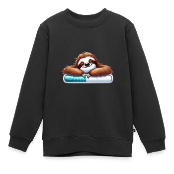 Entspannter Faultier-Ladebalken - Kinder Premium Organic Sweatshirt - Schwarz - Vorne - AI Model Kid Female (0cm)