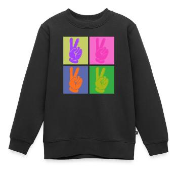 Poignée de paix colorée Pop Art Design - Sweat Premium enfant bio - noir - Devant - AI Model Kid Female (0cm)