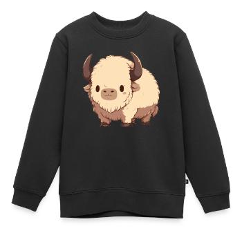 Bisons Bison - Sweat Premium enfant bio - noir - Devant - AI Model Kid Female (0cm)