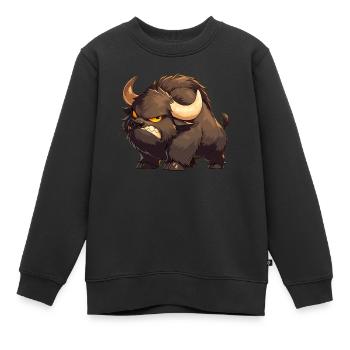 Bisons Bison - Sweat Premium enfant bio - noir - Devant - AI Model Kid Female (0cm)