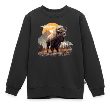 Bisons Bison - Sweat Premium enfant bio - noir - Devant - AI Model Kid Female (0cm)