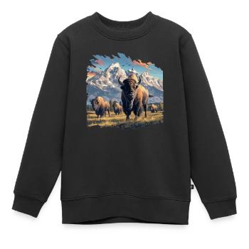 Bisons Bison - Sweat Premium enfant bio - noir - Devant - AI Model Kid Female (0cm)
