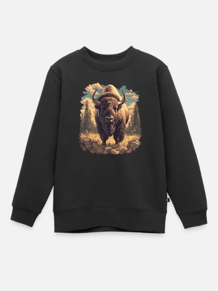 Bisons Bison - Sweat Premium enfant bio - noir