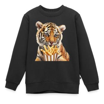 Tigre - Sweat Premium enfant bio - noir - Devant - AI Model Kid Female (0cm)