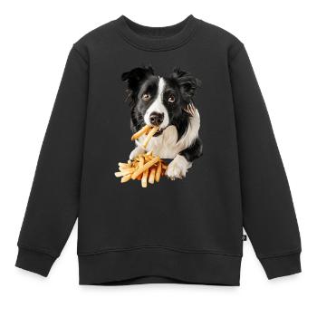 Border Collie - Sweat Premium enfant bio - noir - Devant - AI Model Kid Female (0cm)