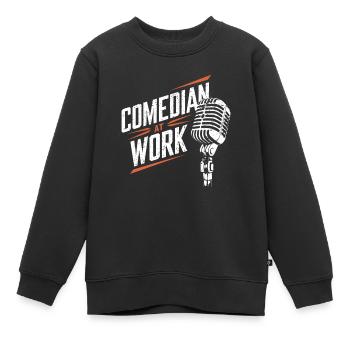 Comédien au travail Micro Comédie debout - Sweat Premium enfant bio - noir - Devant - AI Model Kid Female (0cm)