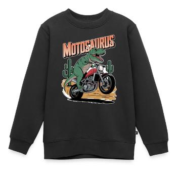 motosaurus - dinosaure et moto - Sweat Premium enfant bio - noir - Devant - AI Model Kid Female (0cm)