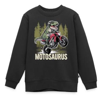 motosaurus - dinosaure et moto - Sweat Premium enfant bio - noir - Devant - AI Model Kid Female (0cm)