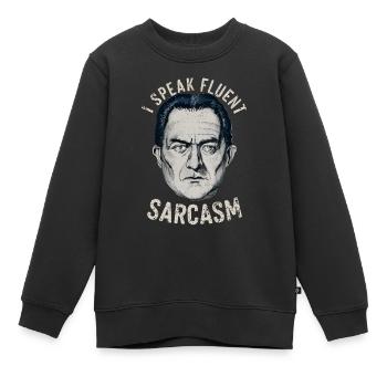 Ich spreche fließend Sarkasmus - Kinder Premium Organic Sweatshirt - Schwarz - Vorne - AI Model Kid Female (0cm)