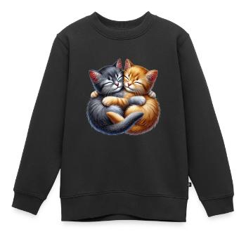 Zwei Kuschelnde Kätzchen in Liebevoller Umarmung - Kinder Premium Organic Sweatshirt - Schwarz - Vorne - AI Model Kid Female (0cm)