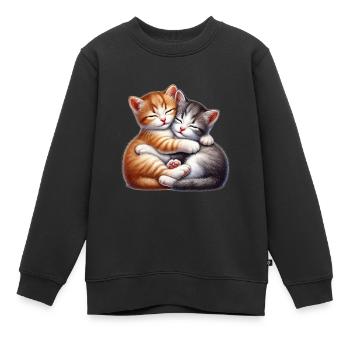 Zwei Kuschelnde Kätzchen in Liebevoller Umarmung - Kinder Premium Organic Sweatshirt - Schwarz - Vorne - AI Model Kid Female (0cm)