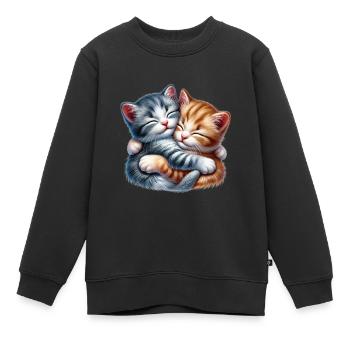 Zwei Kuschelnde Kätzchen in Liebevoller Umarmung - Kinder Premium Organic Sweatshirt - Schwarz - Vorne - AI Model Kid Female (0cm)