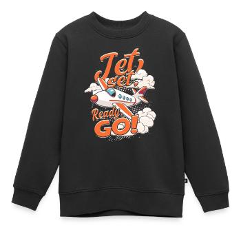 Premier vol Vol en avion - Sweat Premium enfant bio - noir - Devant - AI Model Kid Female (0cm)