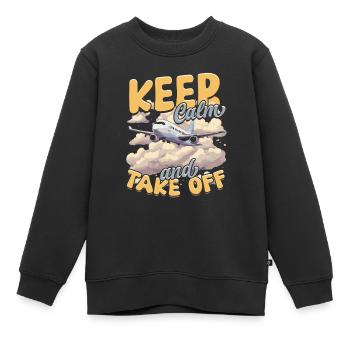 First Flight Airplane Flight Keep Calm And Take Off - Kids Premium Organic Sweatshirt - black - Front - AI Model Kid Female (0cm)