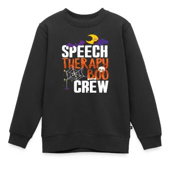 Speech Therapy Boo Crew Halloween - Kinder Premium Organic Sweatshirt - Schwarz - Vorne - AI Model Kid Female (0cm)