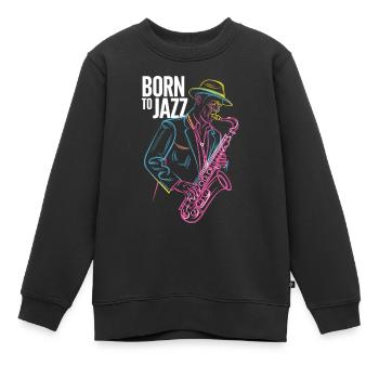 Geboren Für Jazz & Saxophon Melodien - Kinder Premium Organic Sweatshirt - Schwarz - Vorne - AI Model Kid Female (0cm)