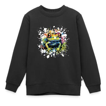 Frog Pop Art - Kids Premium Organic Sweatshirt - black - Front - AI Model Kid Female (0cm)