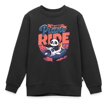 Premier vol Vol en avion - Sweat Premium enfant bio - noir - Devant - AI Model Kid Female (0cm)
