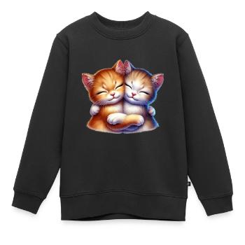 Zwei Kuschelnde Kätzchen in Liebevoller Umarmung - Kinder Premium Organic Sweatshirt - Schwarz - Vorne - AI Model Kid Female (0cm)