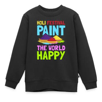 Holi India Holi Festival Happy Holi Fest - Kids Premium Organic Sweatshirt - black - Front - AI Model Kid Female (0cm)