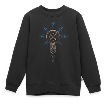 Thorshammer – Runen & Wikinger-Symbolik - Kinder Premium Organic Sweatshirt - Schwarz - Vorne - AI Model Kid Female (0cm)