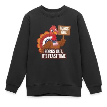 Lustiger Thanksgiving Truthahn - Kinder Premium Organic Sweatshirt - Schwarz - Vorne - AI Model Kid Female (0cm)