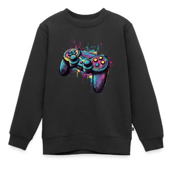 Manettes de jeux vidéo pour les joueurs - Sweat Premium enfant bio - noir - Devant - AI Model Kid Female (0cm)