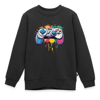 Manettes de jeux vidéo pour les joueurs - Sweat Premium enfant bio - noir - Devant - AI Model Kid Female (0cm)