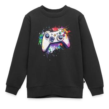 Manettes de jeux vidéo pour les joueurs - Sweat Premium enfant bio - noir - Devant - AI Model Kid Female (0cm)