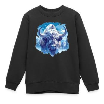Bisons Bison - Sweat Premium enfant bio - noir - Devant - AI Model Kid Female (0cm)
