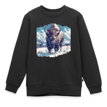 Bisons Bison - Sweat Premium enfant bio - noir - Devant - AI Model Kid Female (0cm)