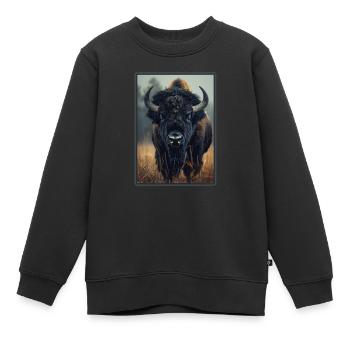 Bisons Bison - Sweat Premium enfant bio - noir - Devant - AI Model Kid Female (0cm)
