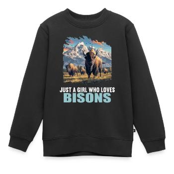 Bisons Bison - Sweat Premium enfant bio - noir - Devant - AI Model Kid Female (0cm)