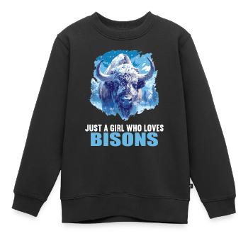 Bisons Bison - Sweat Premium enfant bio - noir - Devant - AI Model Kid Female (0cm)