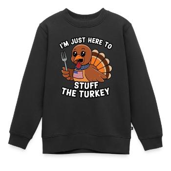 Lustiger Thanksgiving Truthahn - Kinder Premium Organic Sweatshirt - Schwarz - Vorne - AI Model Kid Female (0cm)
