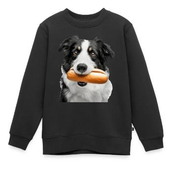 Border Collie - Sweat Premium enfant bio - noir - Devant - AI Model Kid Female (0cm)