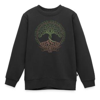 Neo Celtic Lebensbaum Symbolik - Kinder Premium Organic Sweatshirt - Schwarz - Vorne - AI Model Kid Female (0cm)
