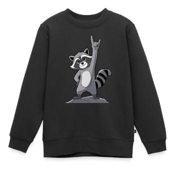 Rock On Raccoon With Cool Gestures - Kids Premium Organic Sweatshirt - black - Front - AI Model Kid Female (0cm)