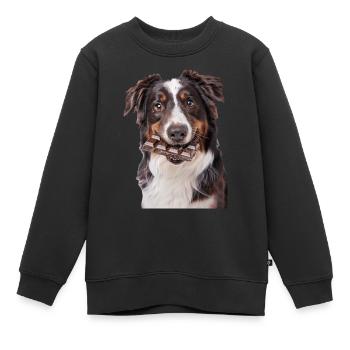 Berger australien - Sweat Premium enfant bio - noir - Devant - AI Model Kid Female (0cm)