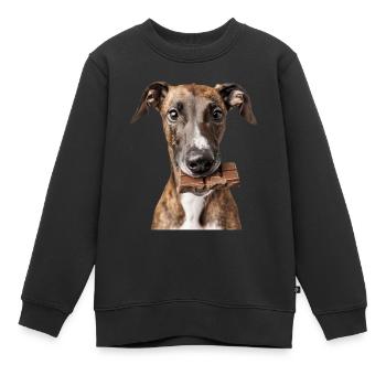 Lévrier - Sweat Premium enfant bio - noir - Devant - AI Model Kid Female (0cm)