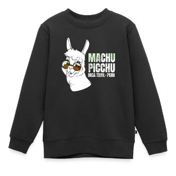 Machu Picchu Lama Chemin de l’Inca Pérou - Sweat Premium enfant bio - noir - Devant - AI Model Kid Female (0cm)