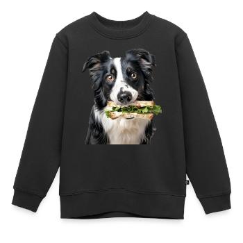 Border Collie - Sweat Premium enfant bio - noir - Devant - AI Model Kid Female (0cm)