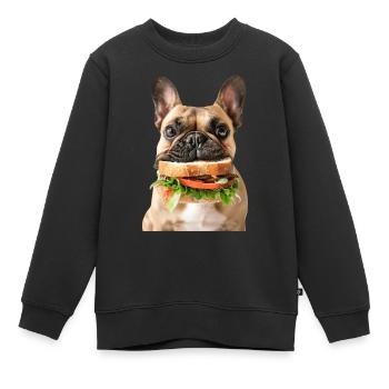 Bouledogue français - Sweat Premium enfant bio - noir - Devant - AI Model Kid Female (0cm)